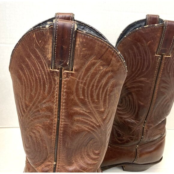 Vintage Code West USA Brown Leather Western Cowboy Boots Womens 7 Pointed Toe - Picture 9 of 16